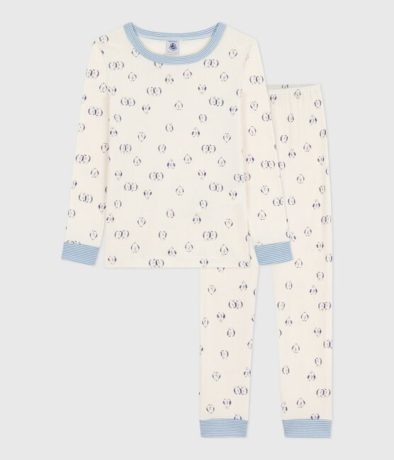 Pigiama con gamba molto aderente in cotone con stampa bambino blu MILK/ SOIR