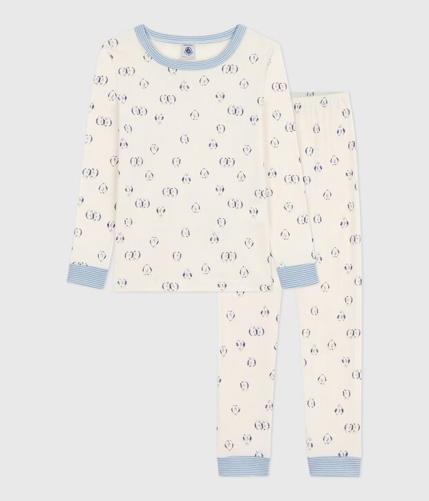 Pigiama per bambini in cotone stampato, molto aderente blu/blu