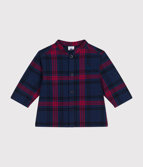 Camicia in flanella a quadri neonato blu SMOKING/bianco MULTICO