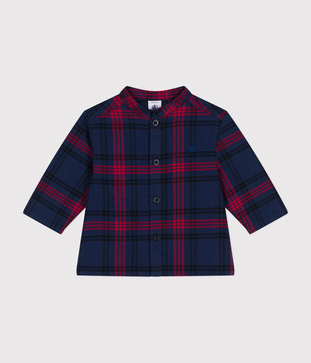 Camicia in flanella a quadri neonato blu/multicolore