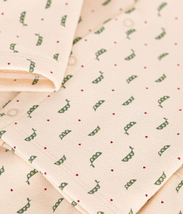 Completo 2 pezzi in tessuto felpato beb&egrave; ecru/multicolore