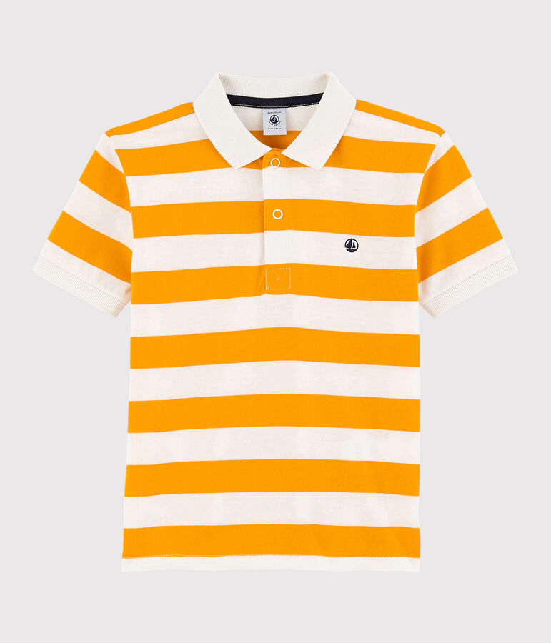 Polo manica corta in jersey bambino giallo/bianco