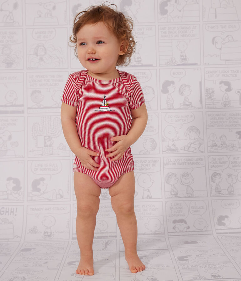 Confezione da 3 body beb&egrave; a maniche corte in cotone Petit Bateau X Snoopy multicolore