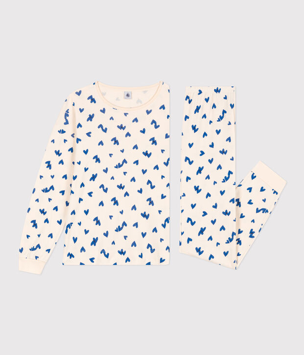 Pigiama cuore donna in cotone ecru/multicolore