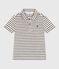 Polo a maniche corte in cotone a righe bambino bianco AVALANCHE/blu SMOKING
