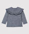 Blusa in lana e cotone bebè blu MEDIEVAL/bianco MARSHMALLOW