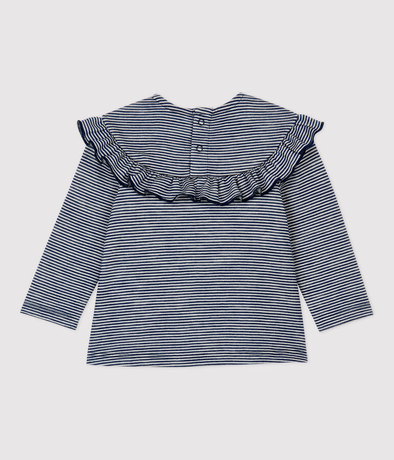 Blusa in lana e cotone beb&egrave; blu MEDIEVAL/bianco MARSHMALLOW