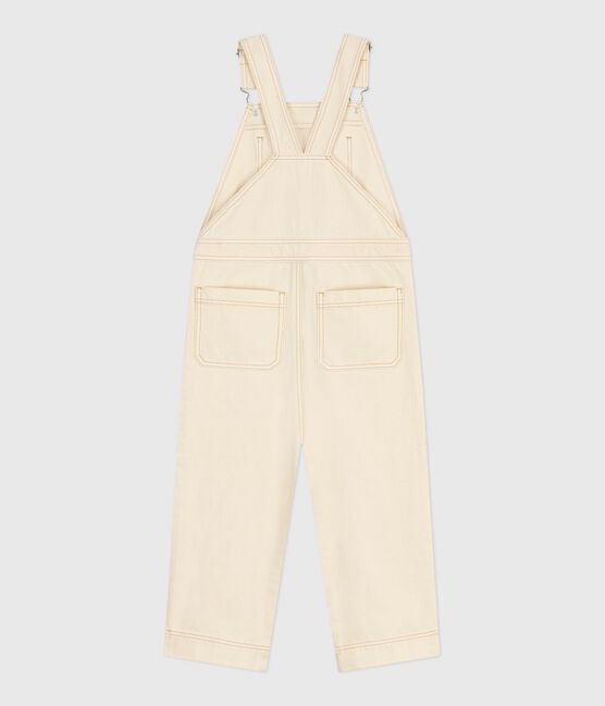 Salopette in denim tinta unita bambina ecru MILK