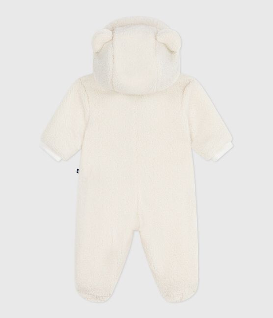 Tutina imbottita in sherpa con orecchie e fodera millerighe neonato ecru MILK