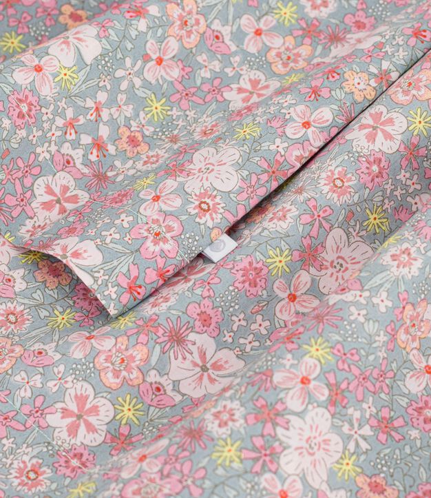 Abito senza maniche in cotone con stampa a fiori bambina blu/multicolore