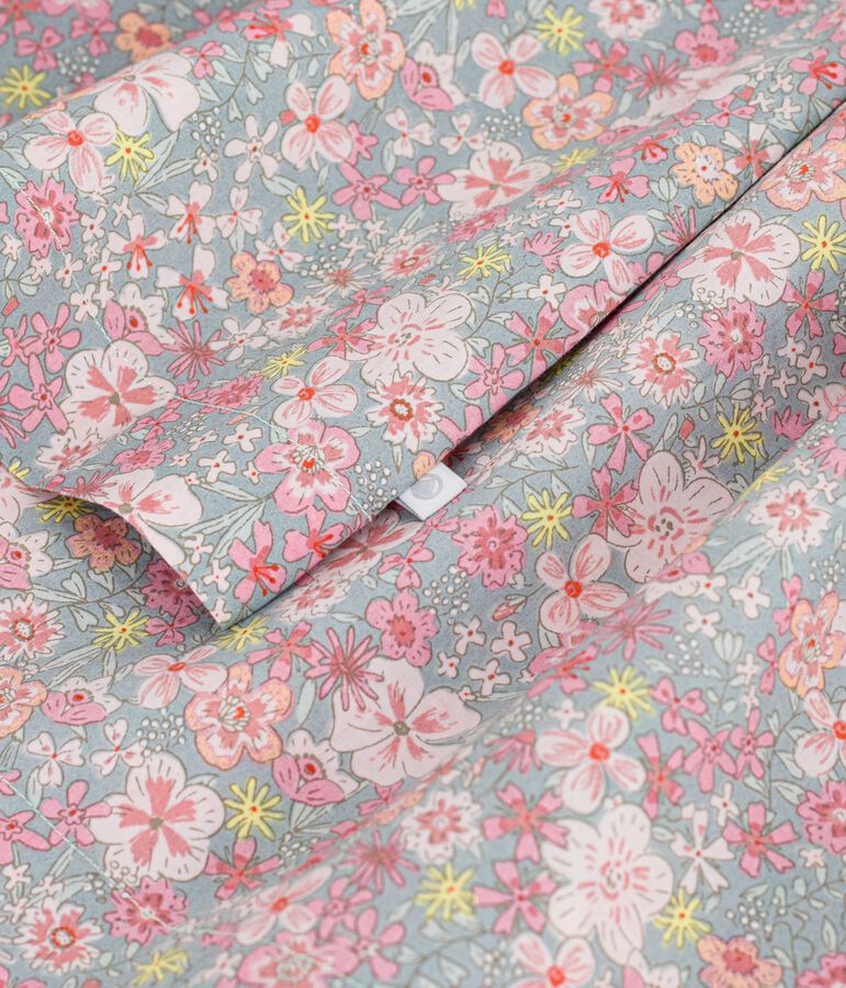 Abito senza maniche in cotone con stampa a fiori bambina blu/multicolore