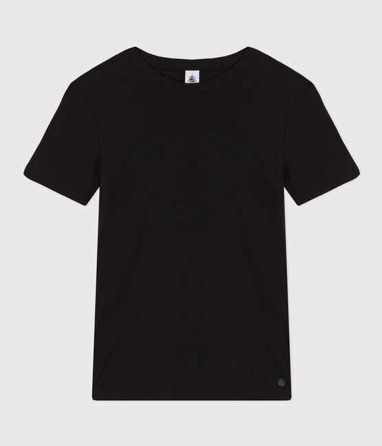 T-shirt Iconica a maniche corte a coste tinta unita donna nero BLACK