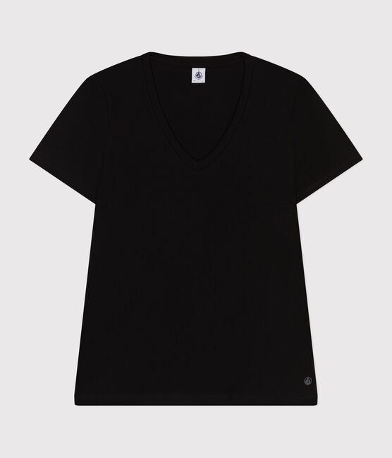 T-shirt LE DROIT scollo a V in cotone Donna nero BLACK
