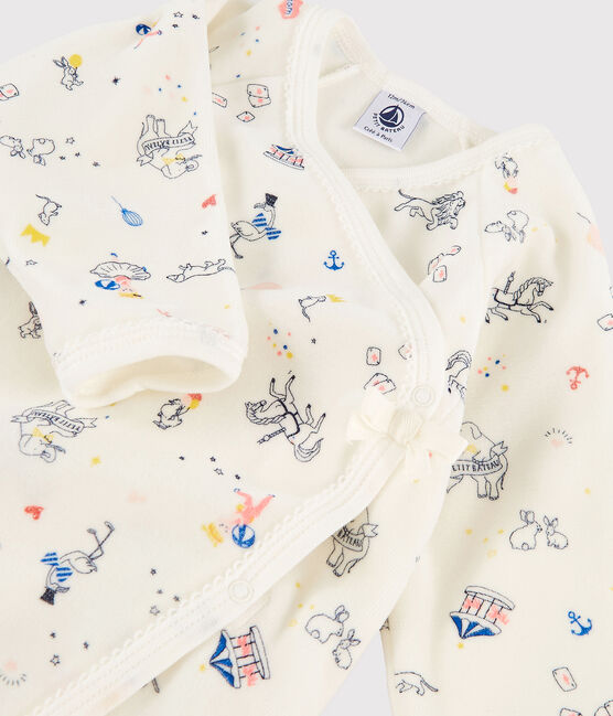 Tutina fantasia bebè femmina in ciniglia bianco MARSHMALLOW/bianco MULTICO