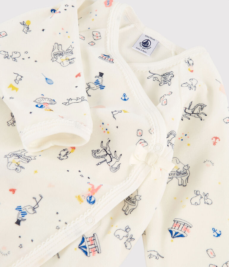 Tutina fantasia beb&egrave; femmina in ciniglia bianco MARSHMALLOW/bianco MULTICO