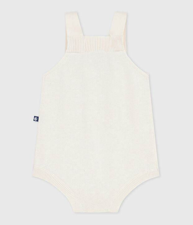 Tutina corta in maglia cotone traforato neonato MILK