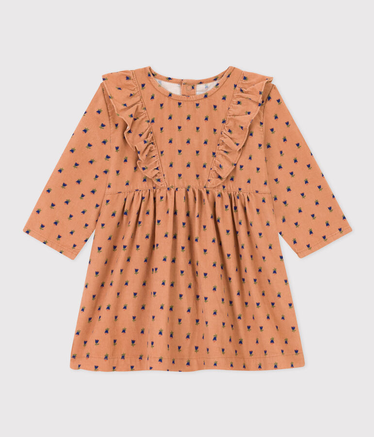 Abito a maniche lunghe in velluto a costine per beb&egrave; rosa/multicolore