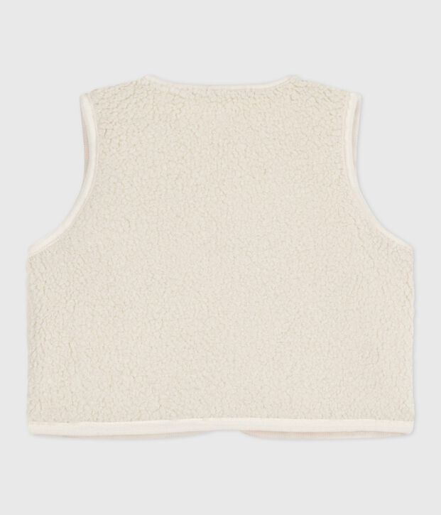 Gilet senza maniche in popeline di cotone e sherpa con stampa neonata ecru/multicolore