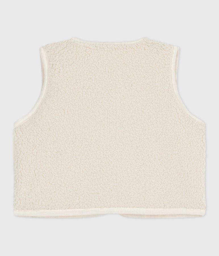 Gilet senza maniche in popeline di cotone e sherpa con stampa neonata ecru/multicolore