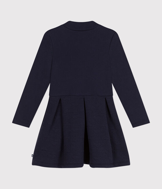 Abito a maniche lunghe bimateriale bambina blu SMOKING