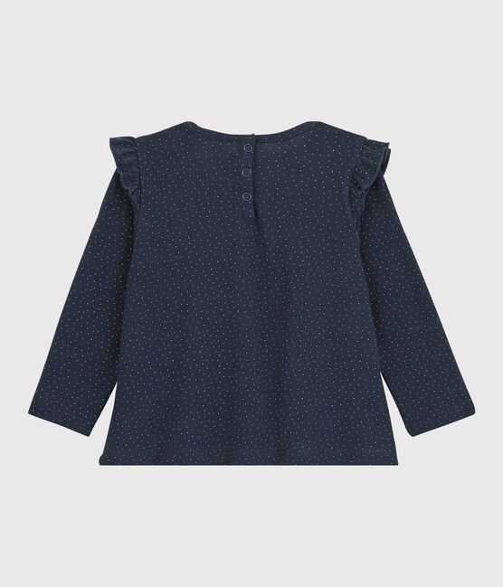 Blusa in cotone bebè. blu SMOKING/bianco MARSHMALLOW