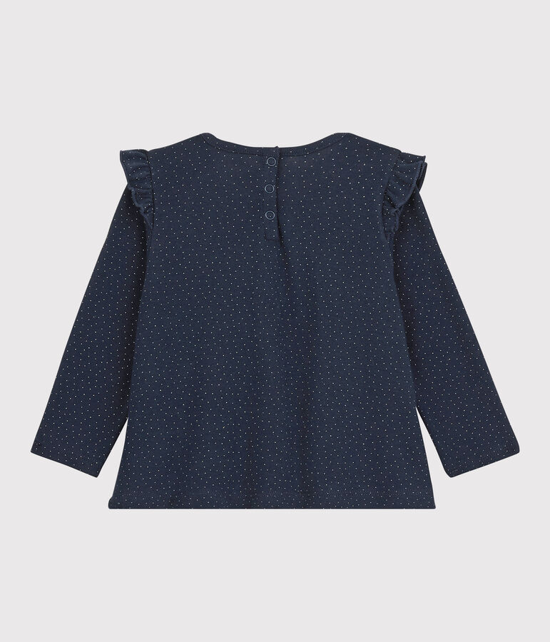 Blusa in cotone beb&egrave;. blu SMOKING/bianco MARSHMALLOW