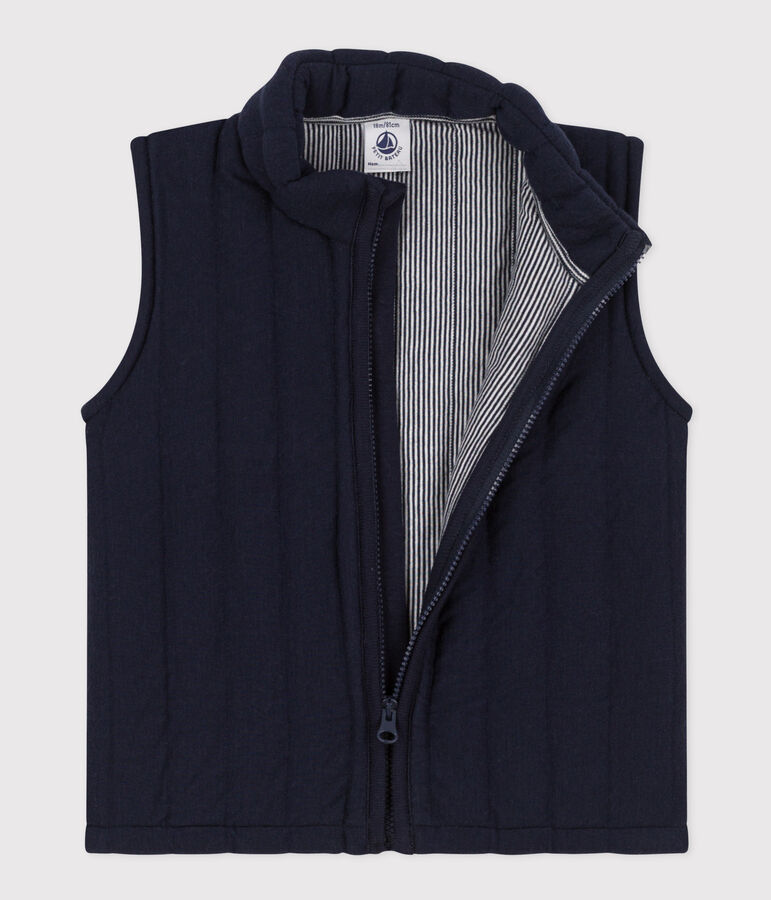 Giacca smanicata in tubique trapuntato per beb&egrave; blu