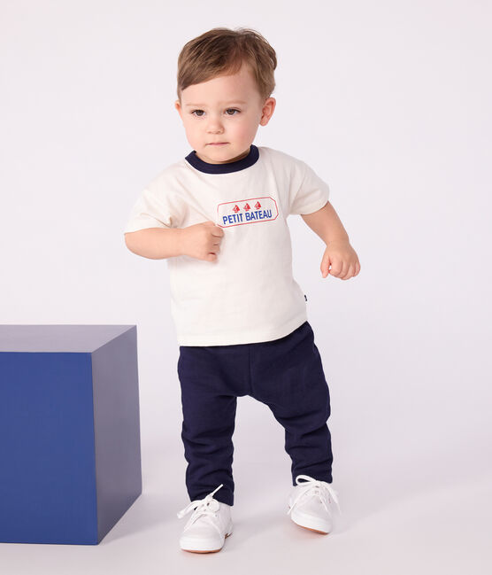 T-shirt a maniche lunghe in cotone con logo vintage neonato bianco MARSHMALLOW