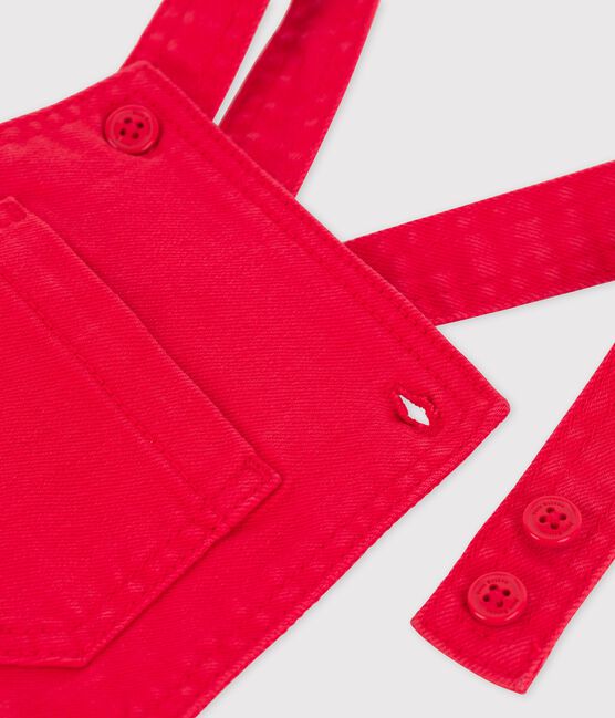 Salopette corta bebè in denim colorato rosso PEPS
