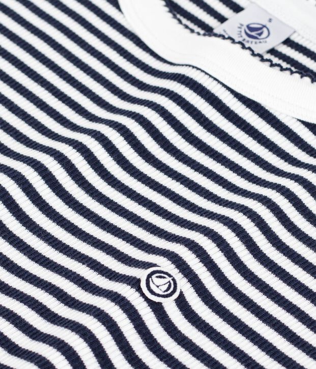 Abito corto in cotone donna blu/bianco