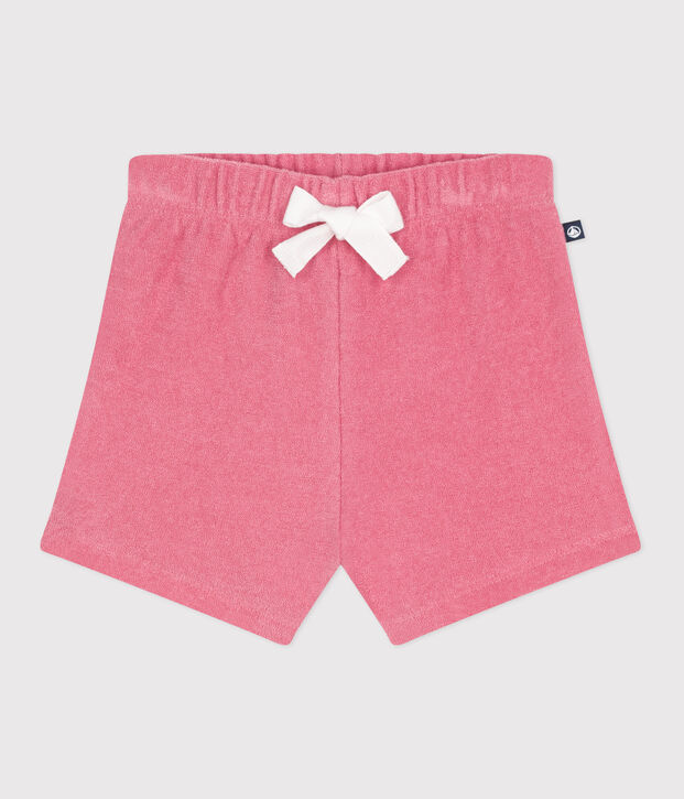 Shorts in spugna di cotone neonato rosa