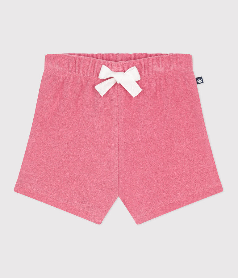 Shorts in spugna di cotone neonato rosa
