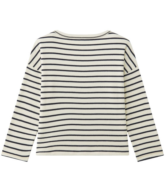 Sweat shirt fille rayé beige COQUILLE/blu SMOKING