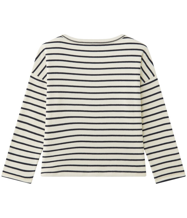 Sweat shirt fille ray&eacute; bianco/blu