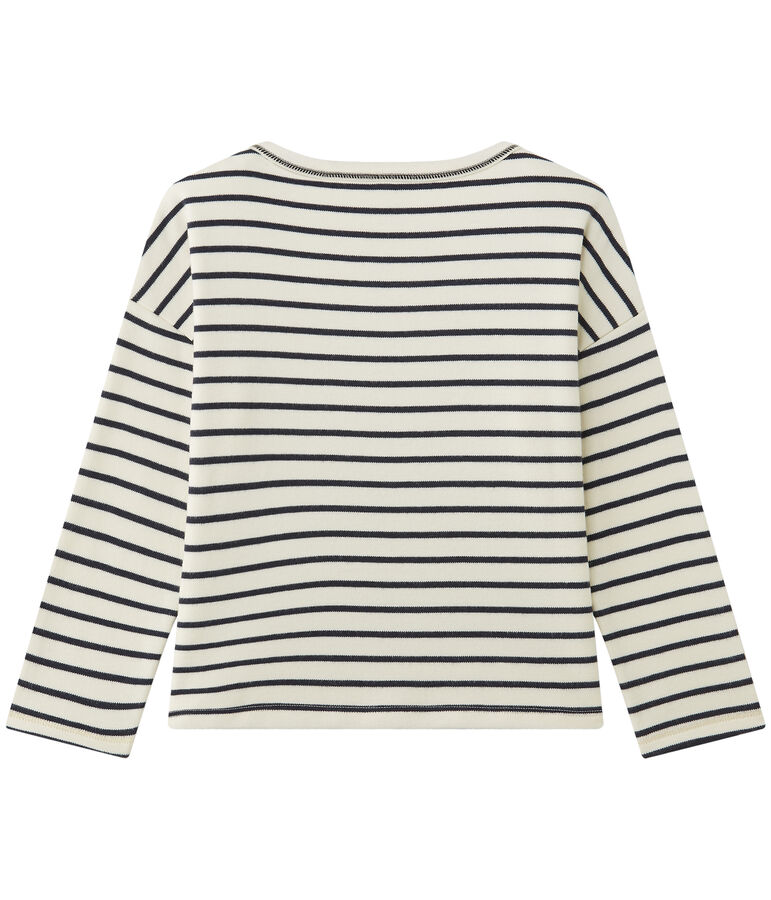 Sweat shirt fille ray&eacute; bianco/blu