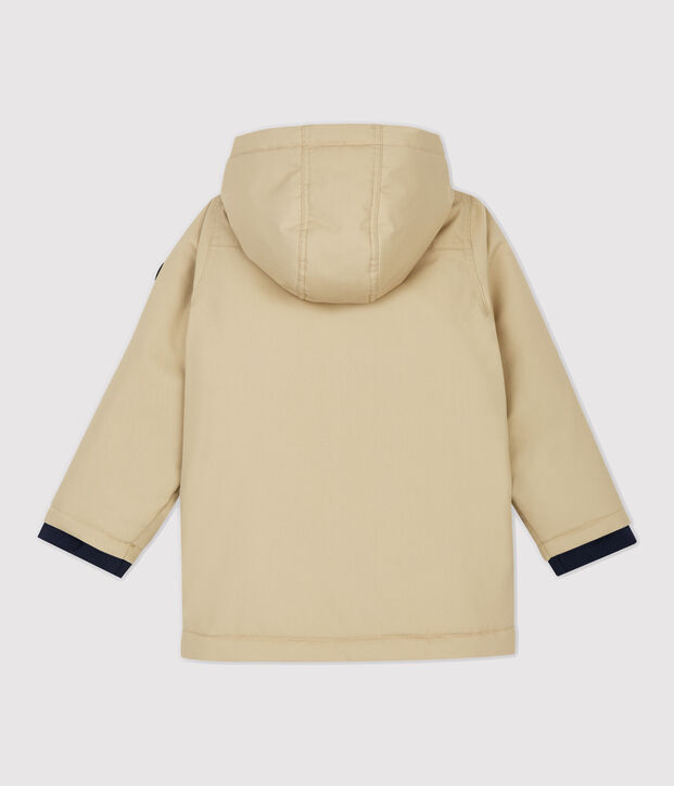 Parka bambino in cotone spalmato beige