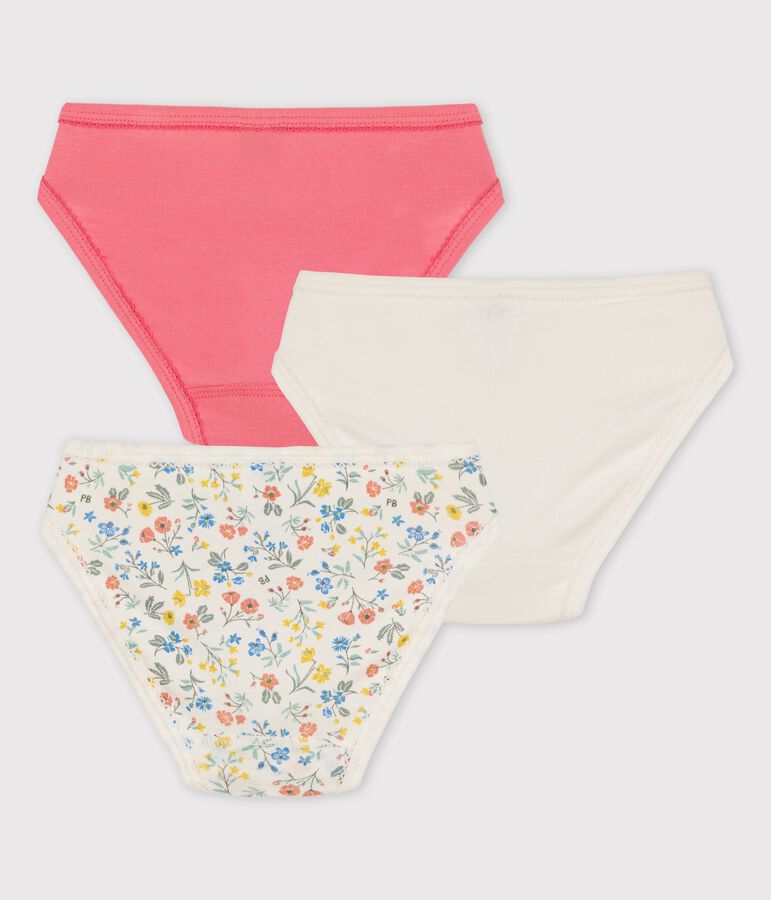 Confezione da 3 slip bambina a fiori in cotone multicolore