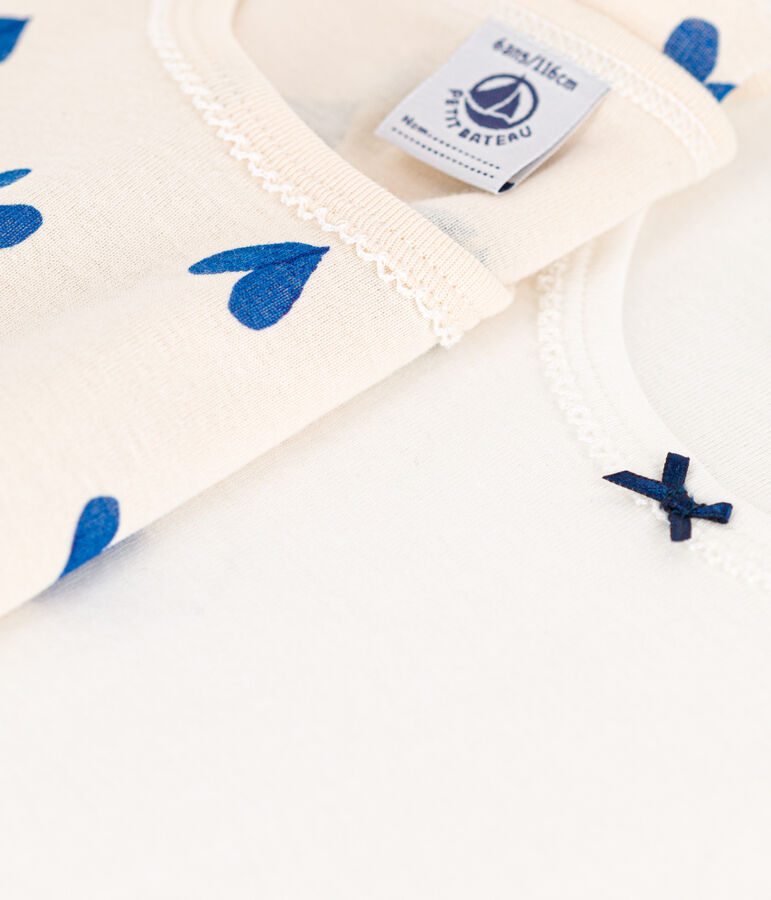 Confezione da 2 t-shirt a maniche corte bambina in cotone motivo cuore multicolore