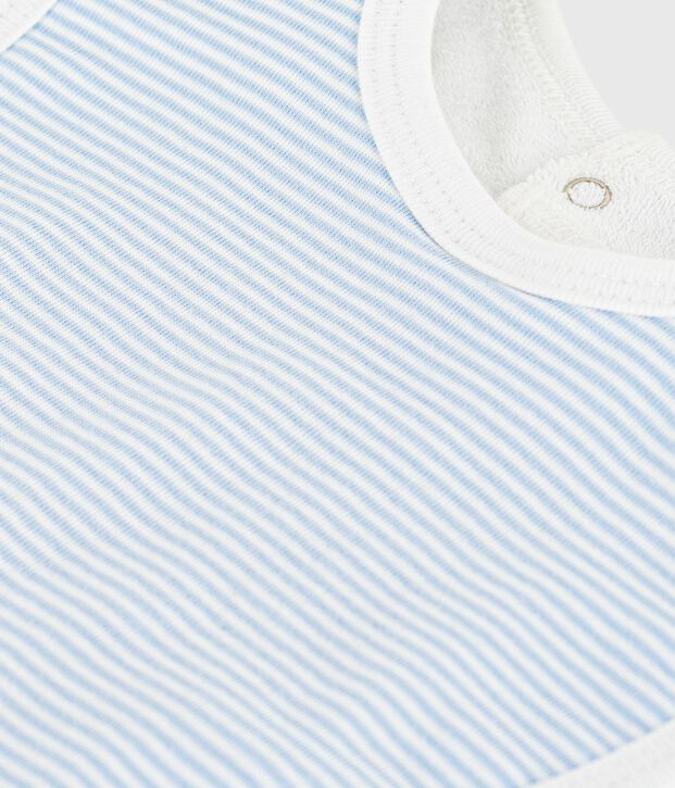 Bavaglino nascita in cotone a righe blu/bianco