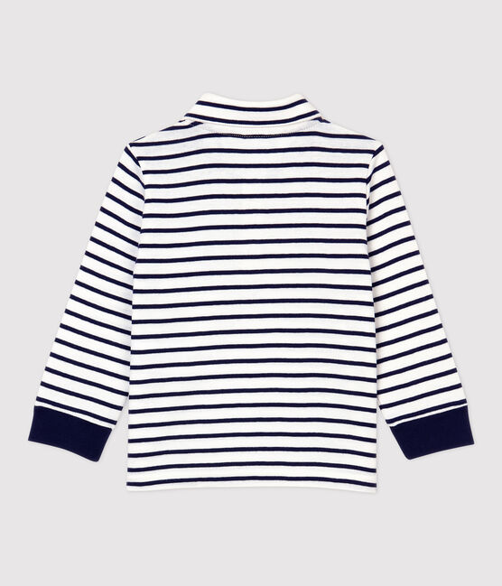 Polo in cotone bebè. bianco MARSHMALLOW/blu SMOKING