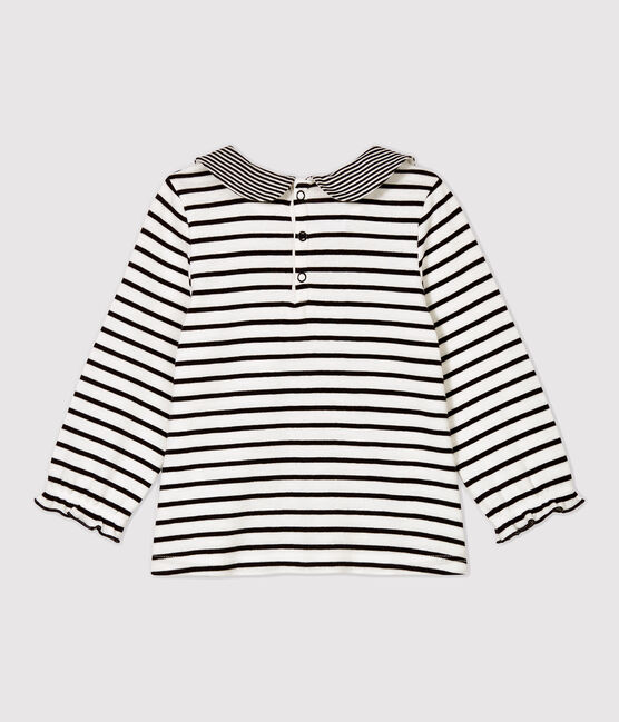 Blusa in cotone bebè. bianco MARSHMALLOW/blu SMOKING