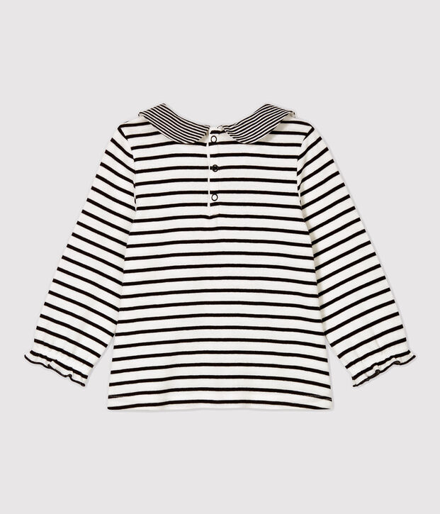 Blusa in cotone beb&egrave;. bianco/blu