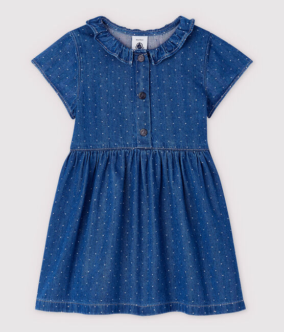 Abito in denim chiaro a pois per bebè femmina blu DENIM CLAIR