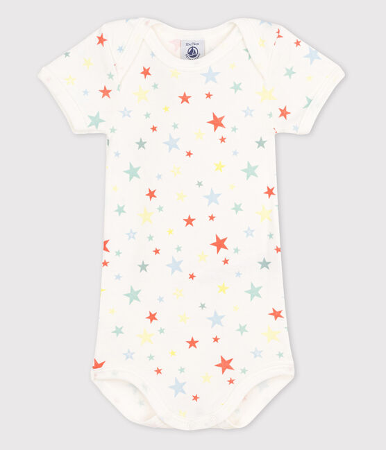 Body manica corta bebè bianco MARSHMALLOW/arancione OURSIN