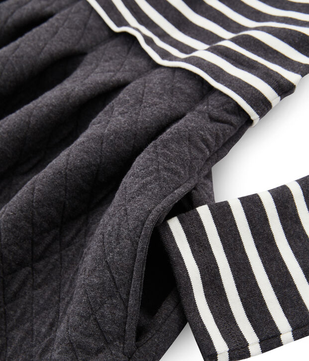 Abito bi-materiale a maniche lunghe donna grigio/bianco