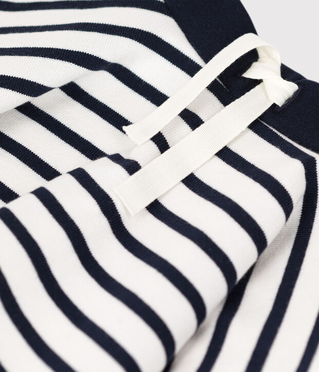 Gonna a righe in cotone spesso bambina bianco/blu