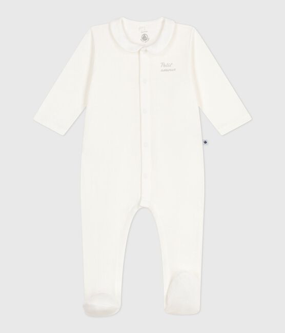 Pigiama in tubique tinta unita con colletto neonato bianco MARSHMALLOW