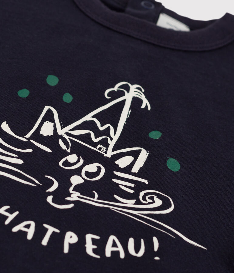 T-shirt manica lunga beb&egrave; in cotone blu