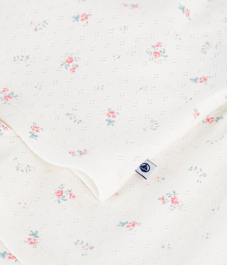 Pigiama corto in cotone traforato con stampa a fiori bambina bianco/multicolore
