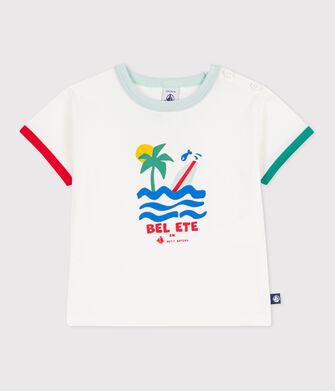 T-shirt a maniche corte in cotone con motivo neonato